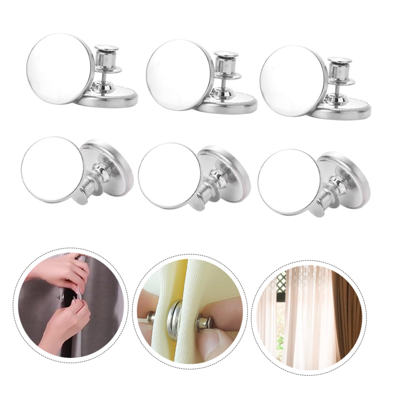 Alipis 24paires Boucles Magnétiques pour Rideaux Attaches Antifuites Faciles à Installer Et Réutilisables pour Décoration De Fenêtre Toutes