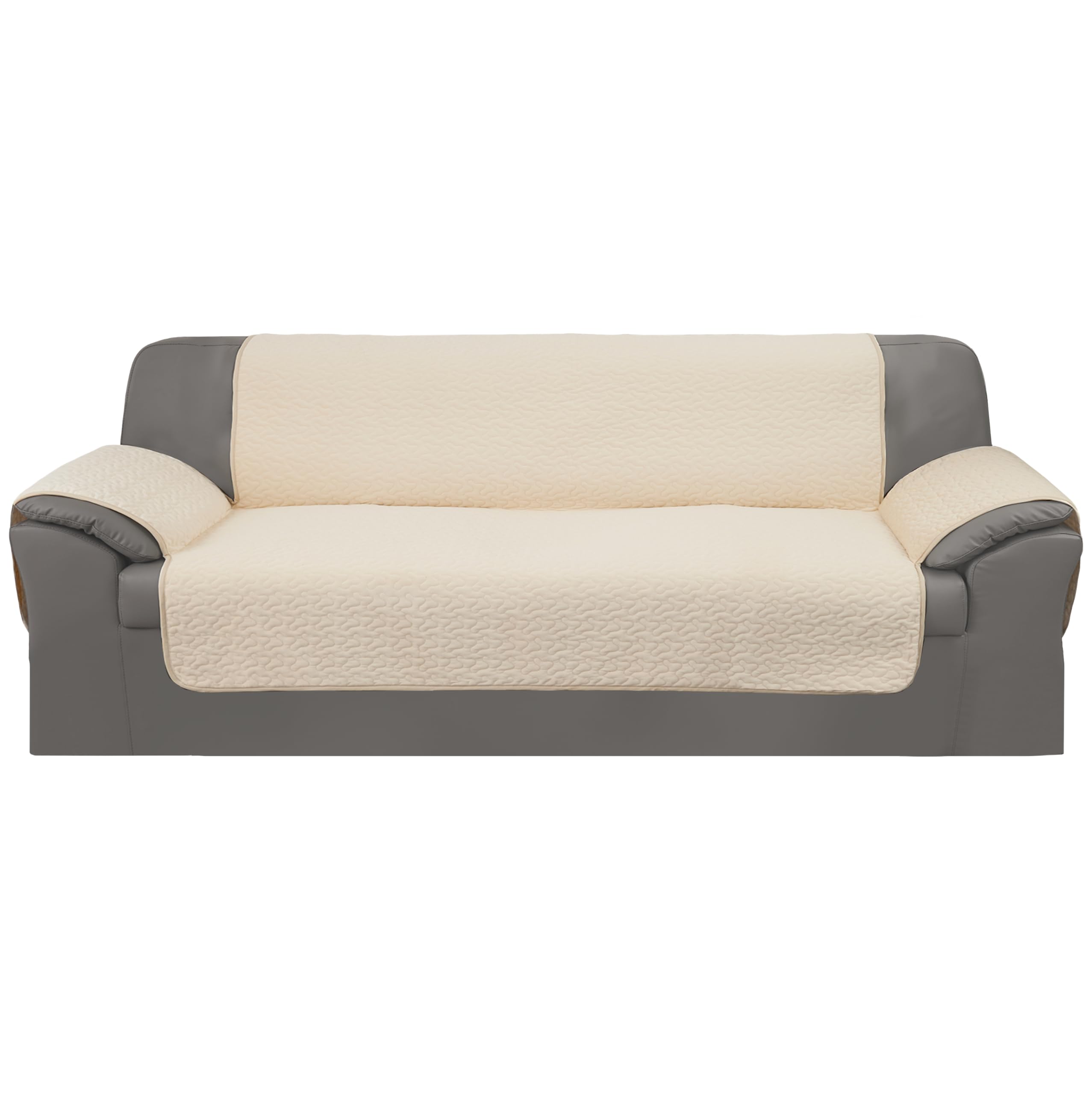 GFD Textiles - Cubre Sofa 4 Plazas 190 cm, Funda para Sofá Ajustable, Forros para Sofás Antideslizante, Fundas Sofá Acolchado, Protector Sofá Duradero Perros Gatos Mascotas (4 plazas, Beige)