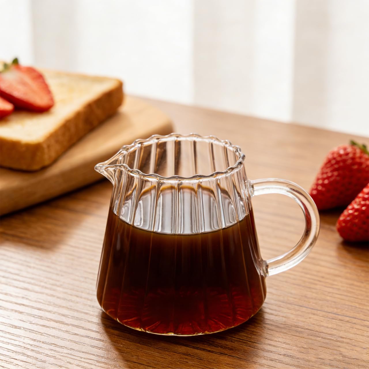 SOIMISS Confezione da 2 piccole brocche in vetro da 350 ml, per servire caffè, latte, tè e salse – Brocca per latte per la cucina