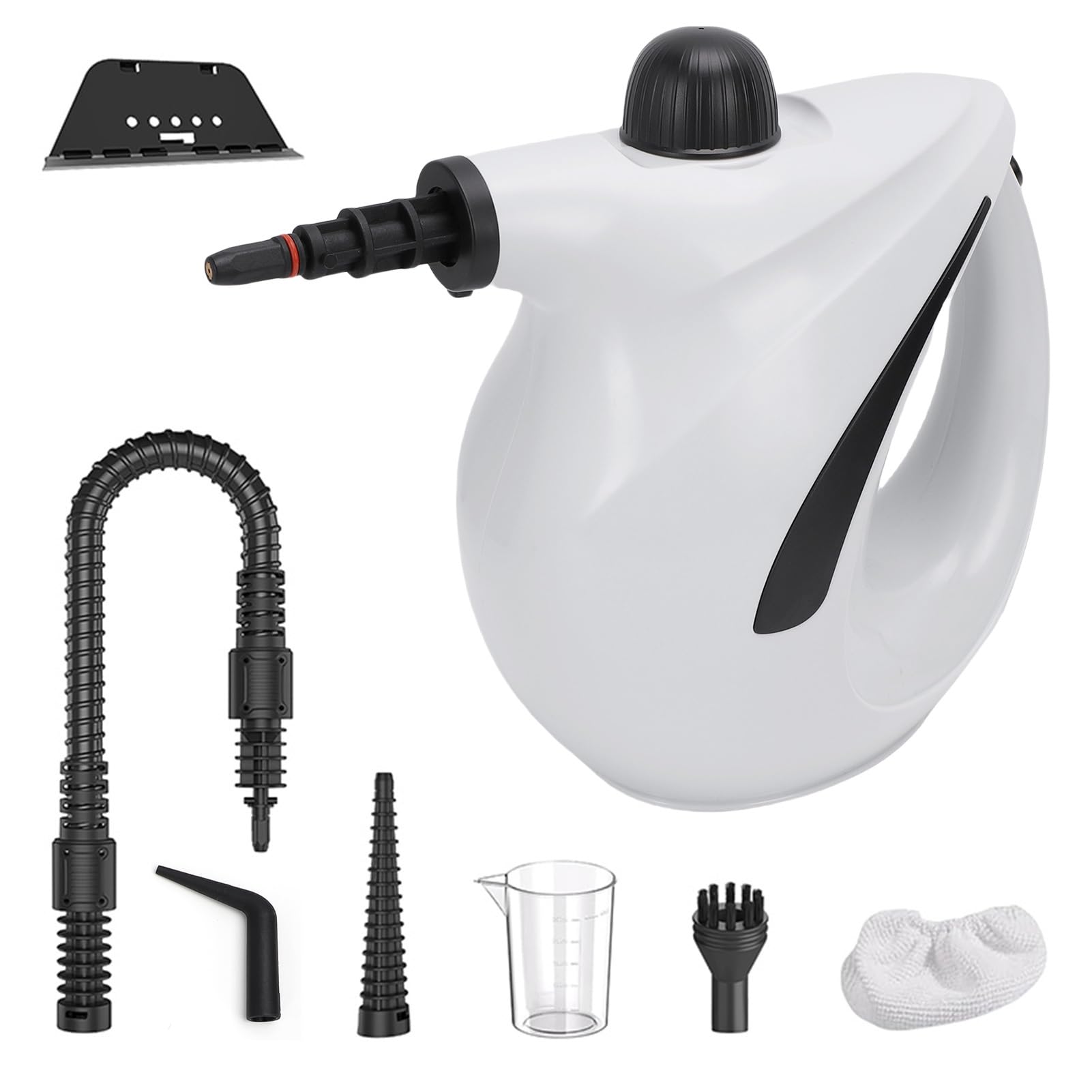 AMONIDA Limpiador a Portátil, 1200 W, Calentamiento Rápido en 20 Segundos, 700 Ml, 221 F, Vaporizador Portátil Multisuperficie, Esterilización Efectiva, 2 Velocidades Ajustables, con 7 Accesorios,