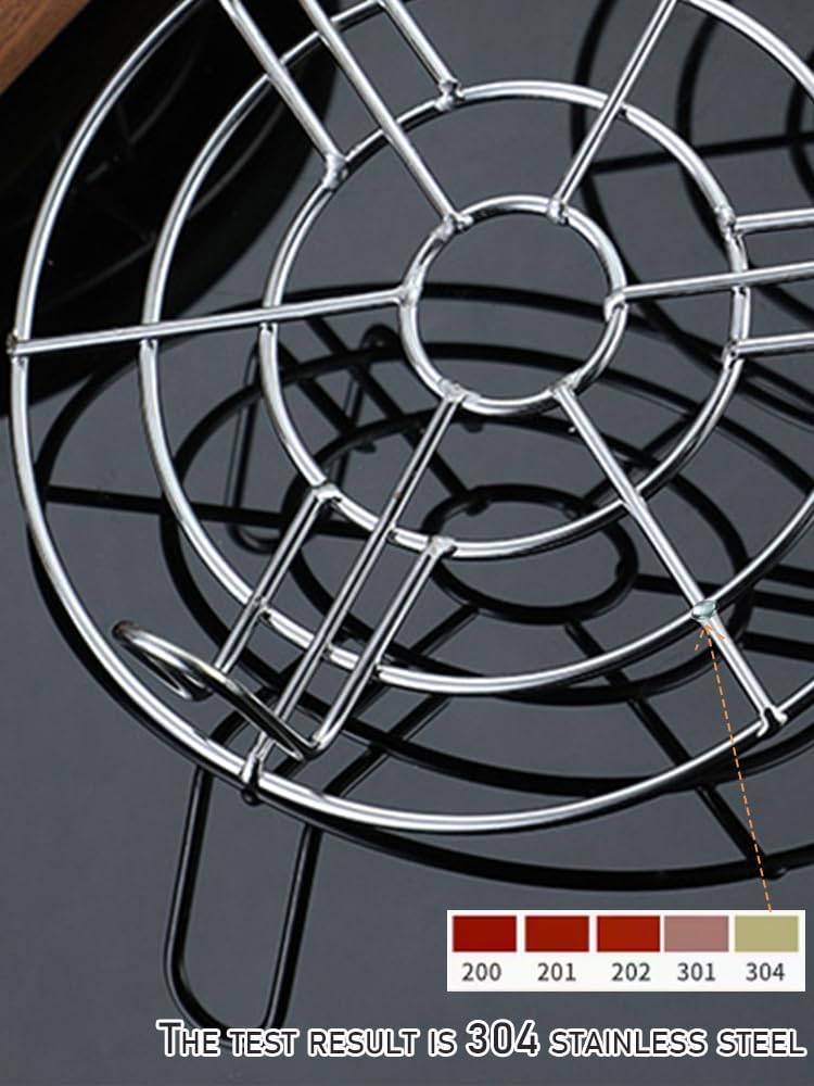 Rundes Kühlgitter zum Dämpfen, 2 Stück, Durchmesser 18 cm, robustes Edelstahl-Dampfgarer-Gestell, Grillrost, Einmachrost, Kühlgitter zum Backen, Konserven, Kochen (Höhe 4,6 cm und 7,1 cm, 18