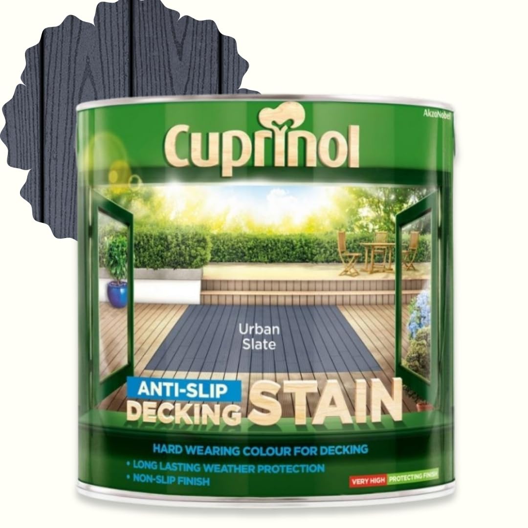 AOC24 Anti Slip Decking Stain 2.5L & 5L – Water-Based Exterior Wood Finish with Mould Protection, Anti-Slip Micro Beads, Algae Resistant, Fast Drying, Rich Colour (Urban Slate, 2.5 Litre)