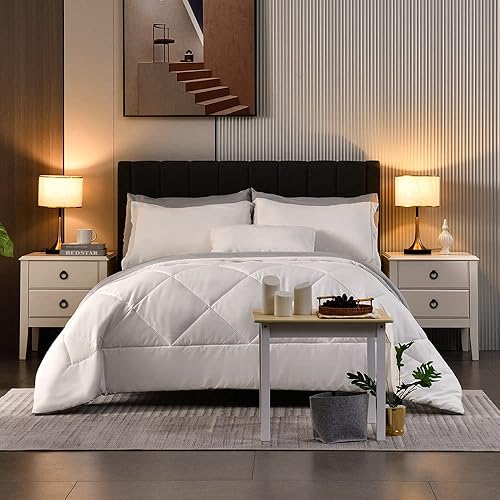 Miniatura 2 de Juego de edredón reversible de 8 piezas, juego de cama King con edredón, sábanas, faldas de cama, fundas de almohada y fundas de almohada, ropa de