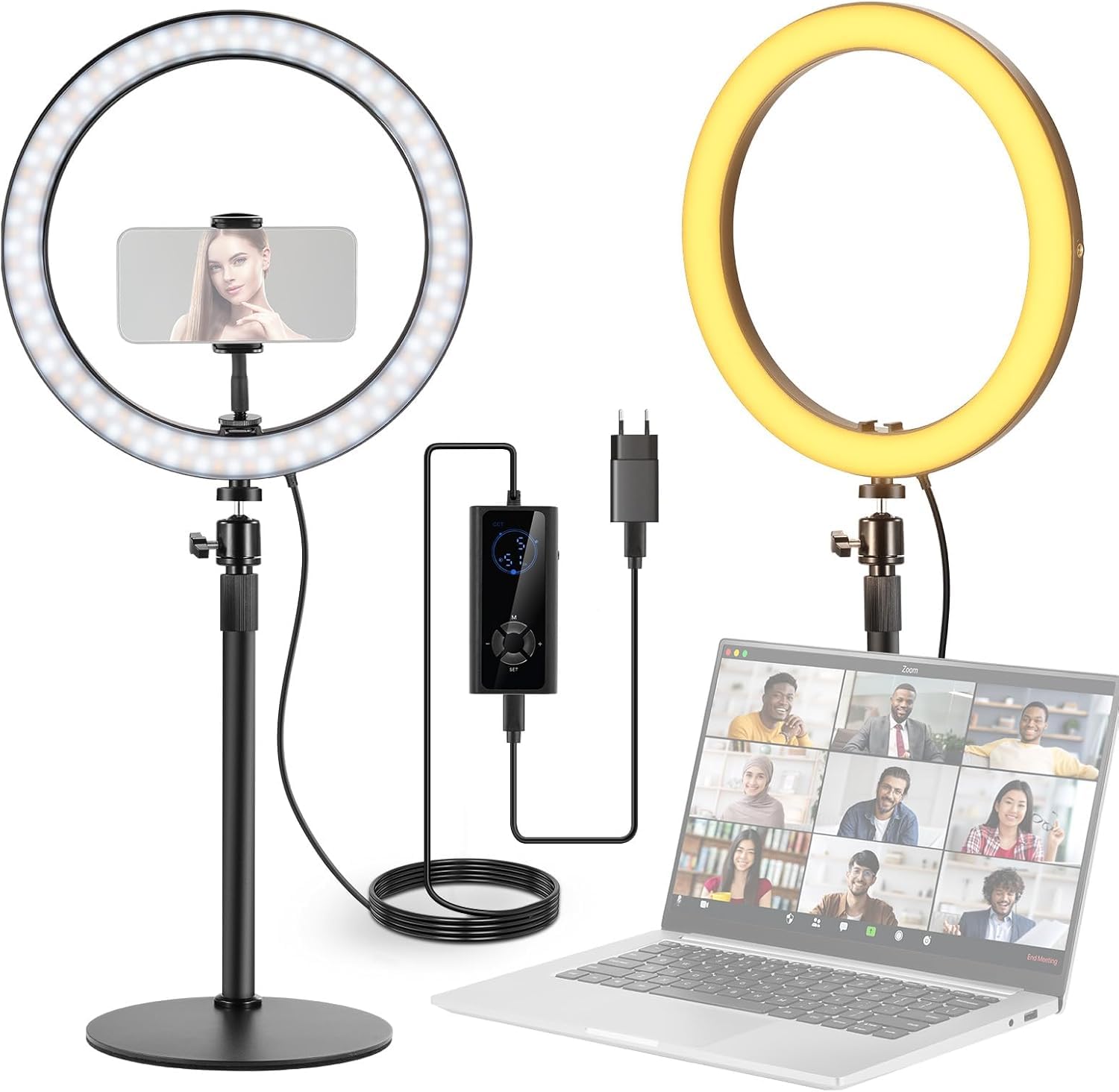 NEEWER 12" Ring Light de Mesa de Alta Potencia 24 W con Soporte/Soporte para teléfono, luz Selfie videoconferencias LED para iPhone Streaming Maquillaje Vlog Video Laptop Computer Webcam Zoom Call