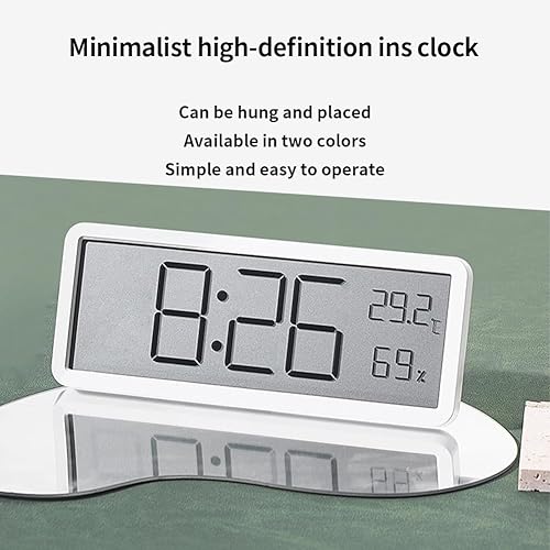Miniatura 8 de AKDSteel Reloj despertador digital Pantalla LCD Multifuncional Temperatura Humedad Despertador Ultra Delgado Reloj Electrónico Negro