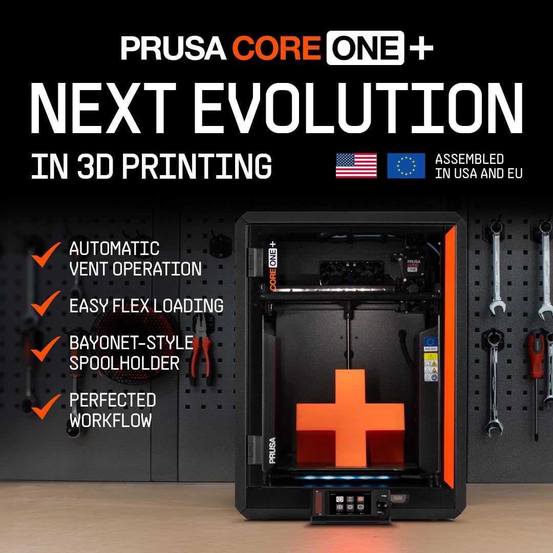 Original Prusa CORE One+ DIY Kit: CoreXY High-Speed Professional 3D Printer per Hobby & Industria, chiuso, regolazione attiva della temperatura, modalità offline sicura, 25x22x27cm