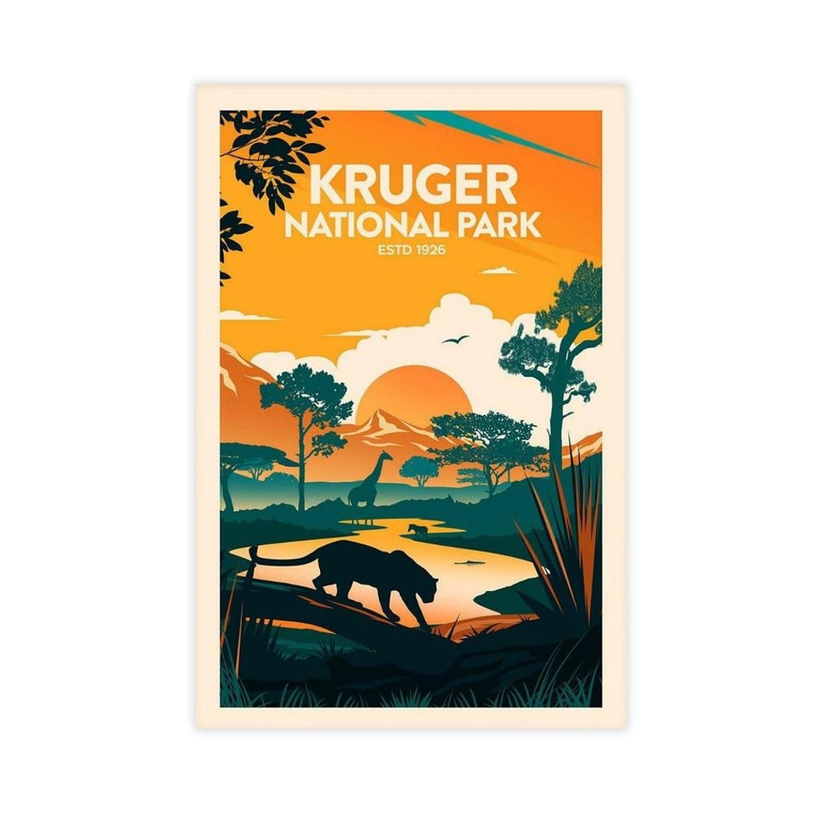 QOGDAF Kruger National Park Travel Canvas Poster Bedroom Decor Landscape Office Room Decor Gift 12x18inch(30x45cm)