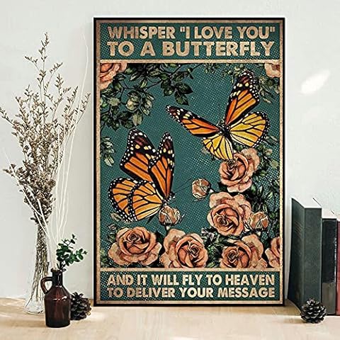 Aperiy, Book Metal Sign Whisper I Love You A Butterfly Butterfly Poster, Big Tin Sign Aluminum Metal Sign Tin Sign Wall Art 8x12In Cover