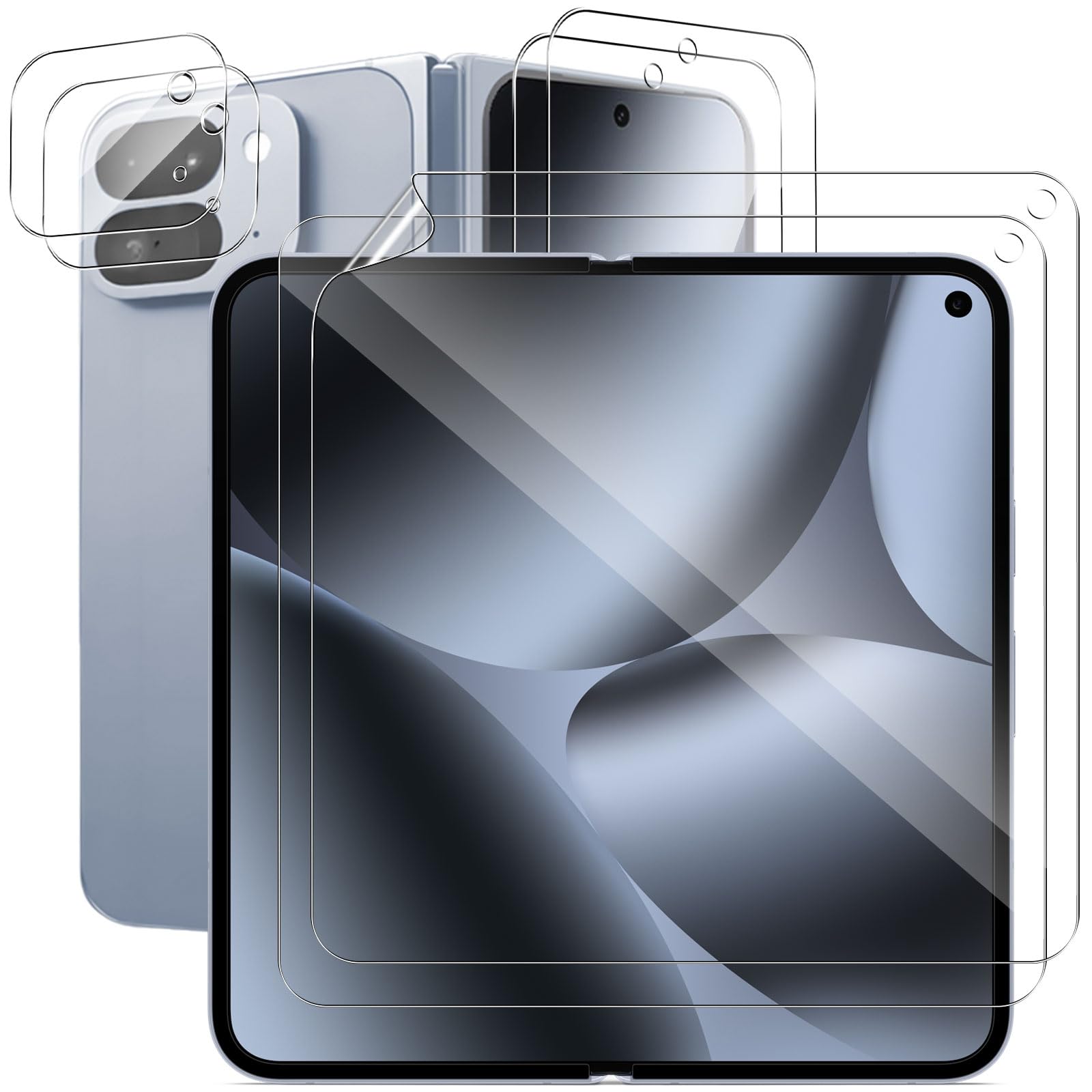 【6枚入り】For Google Pixel 10 Pro Fold ガラスフィルム(2枚)+背面スクリーンフィルム(2枚)+カメラ保護(2枚)指紋防止 グーグル ピクセル 10 Pro Fold 対応 salywin 衝撃保護 透明感良し 撥水撥油 気泡ゼロ 飛散防止 画面保護 + カメラカバー