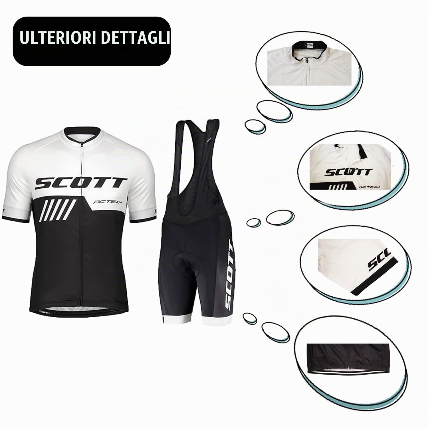 Set Abbigliamento Ciclismo Uomo Estivo - Elegante e Funzionale Body da Ciclismo Con Pantaloncini Imbottiti in Gel 19D Traspirante e Ad Asciugatura Rapida (M, Nreo)