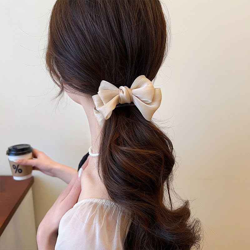 2 Pcs Pinzas de Pelo Retro con Moño, Negro y Blanco miniatura 3