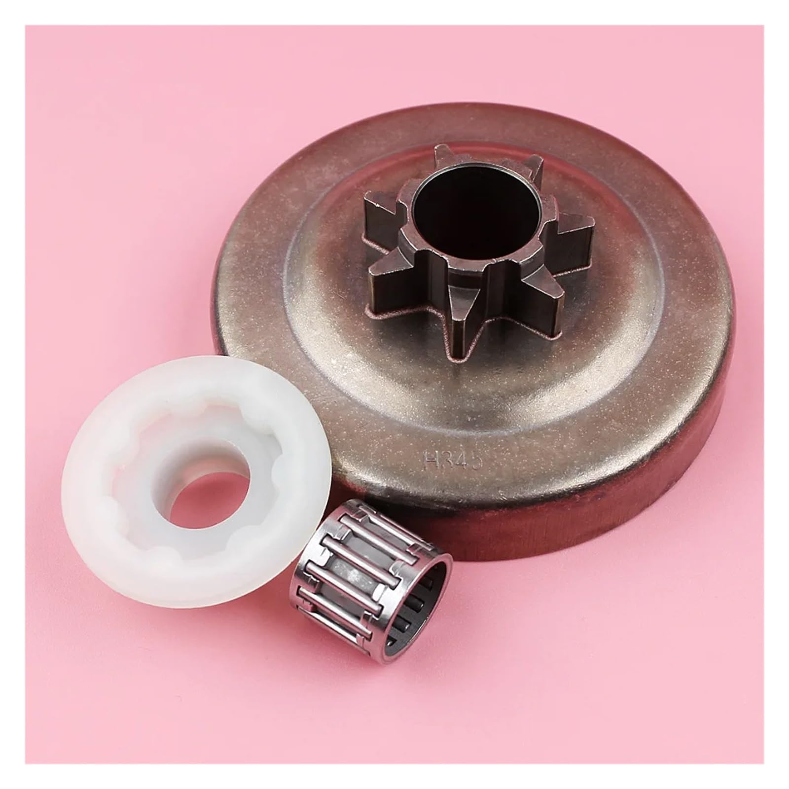 Kit de piñón y Engranaje helicoidal con cojinete de Agujas y Tambor de Embrague for Motosierra EPA 340, 345, 350, 445, 445E y 450E (repuestos)