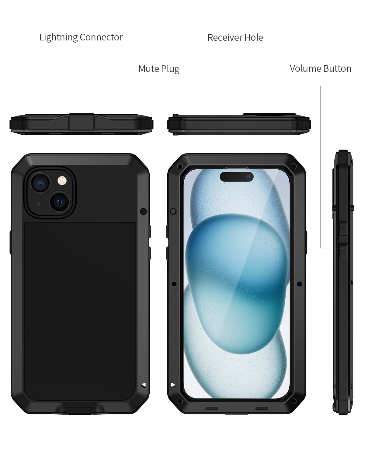 Lanhie For IPhone 15 Pro Case Heavy Duty Shockproof Cover Tough Arour