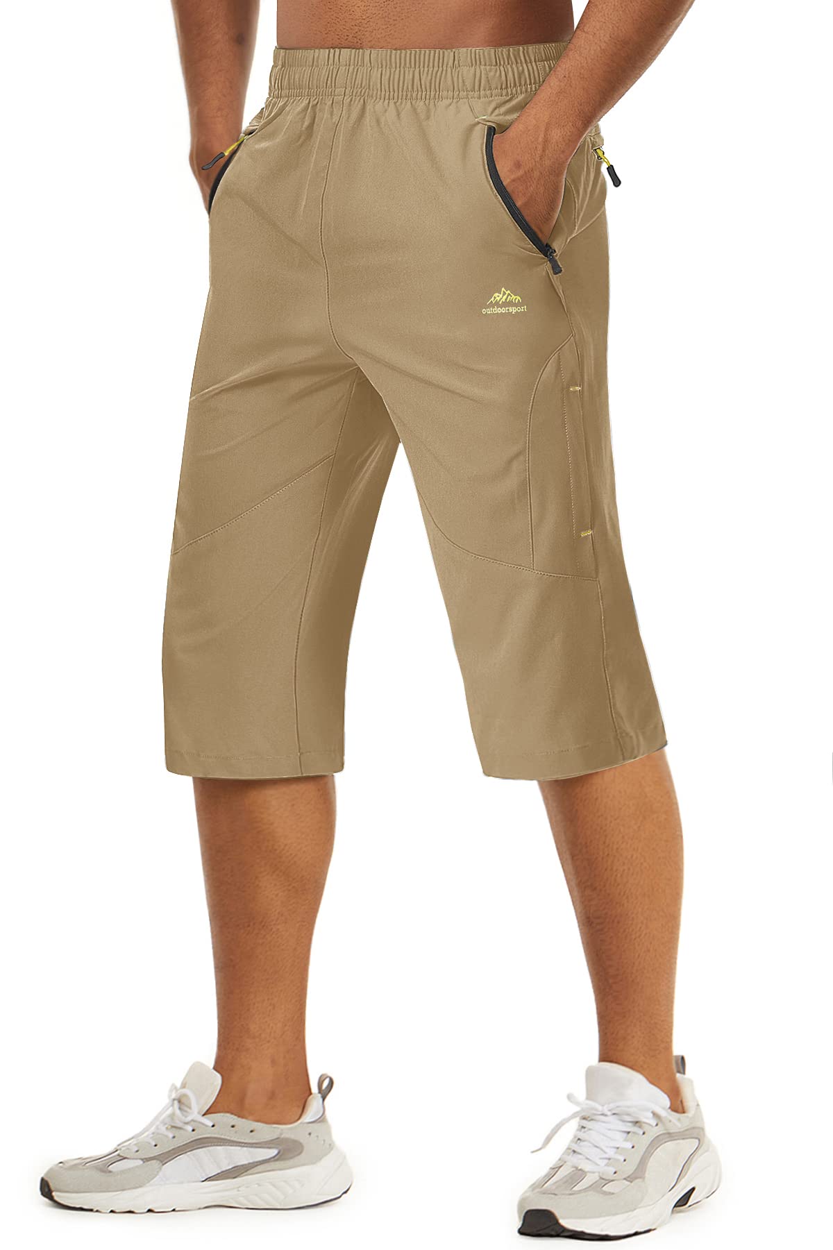 TACVASEN Herren Kurze Wanderhose 3/4 Hose Schnelltrocknende Sport Shorts mit Reißverschlusstasche