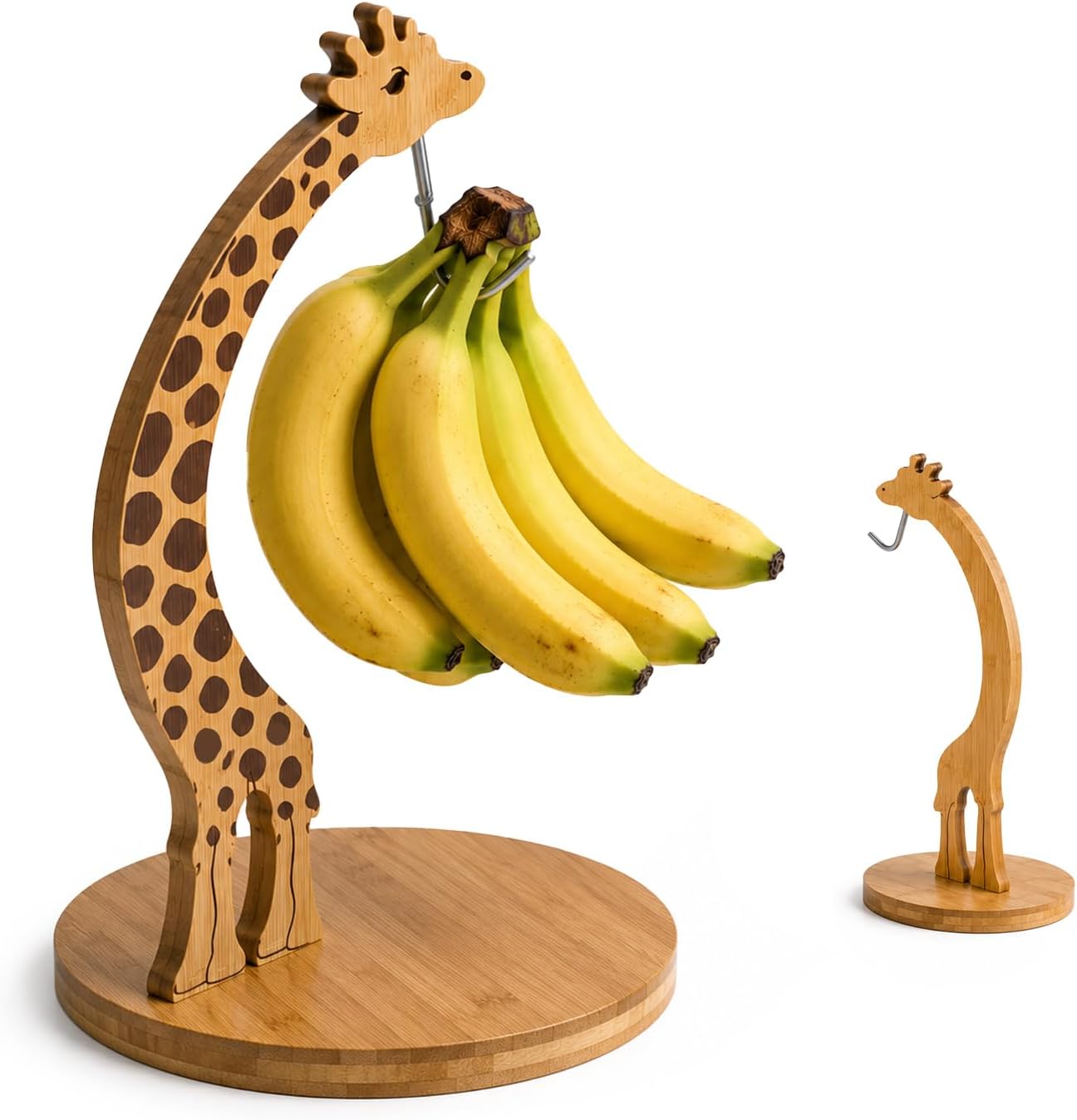 Bamboo Giraffe Banana Hanger Stand, Cute Banana Hook Holder for Kitchen Countertop, Decorative Fruit Storage, Unique Kitchen Gadget