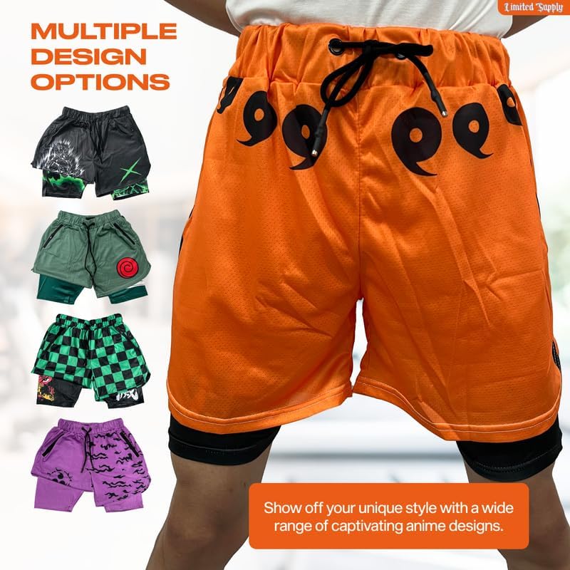 CROWN Anime Shorts - Breathable Mesh Stretch Compression Gym Short with Pockets and Towel Holder - Image 5