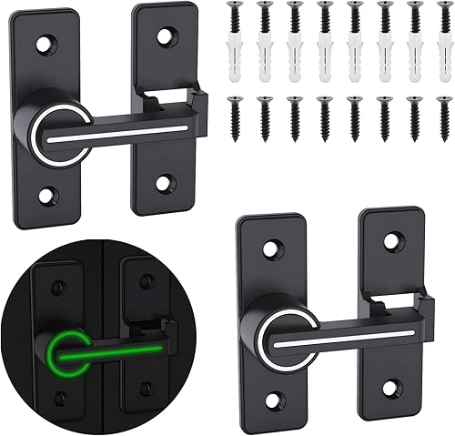 Miniatura 8 de Paquete de 2 accesorios de bloqueo de puerta de granero, cierres de puerta abatibles gruesos de 90 grados, cerraduras abatibles de puerta de granero