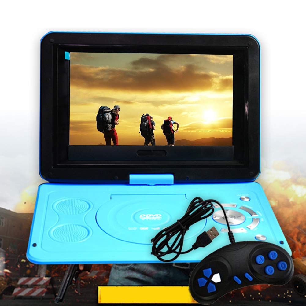 Lettore DVD portatile da 13,9" per i viaggi in auto per bambini, schermo girevole da 10,1", batteria ricaricabile, caricatore da auto, presa per cuffie per CD/DVD