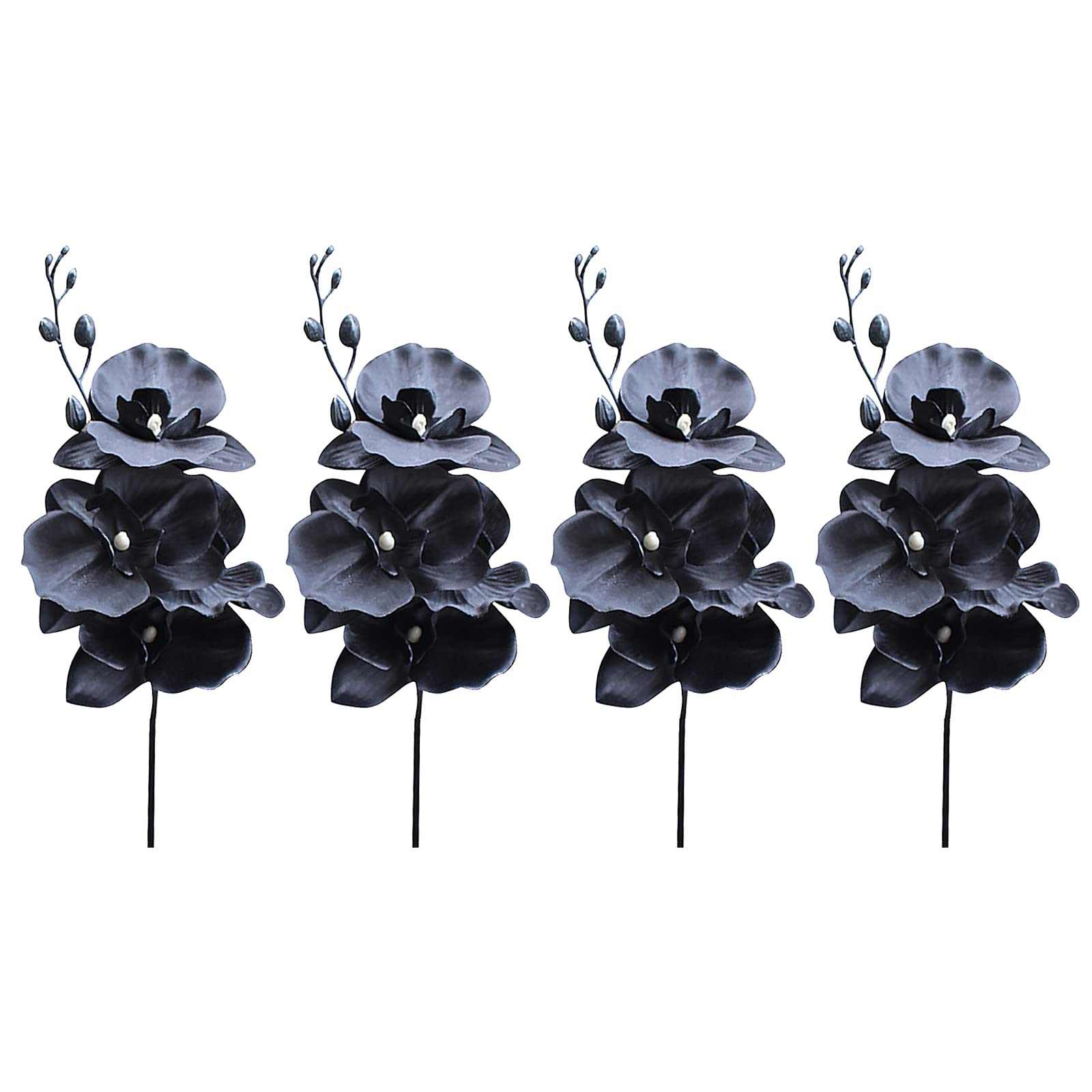 Iniflm Black 4Pcs Artificial Dancing Orchid, Faux Butterfly Orchid Stems Dancing Orchids Silk Simulation Phalaenopsis Plants For Home Home Wedding Decor