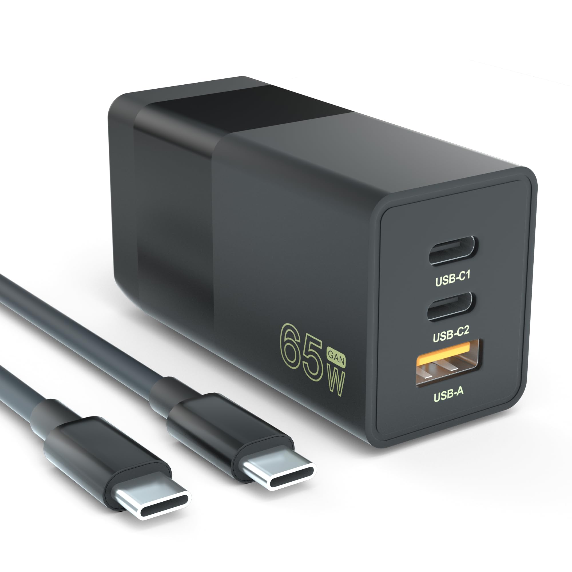 USB-C Charger 65W GAN PD3.0 USB Wall Foldable Fast Charger for Sumsang S25 S25Ultra,S24 S24 Ultra,iPhone 16 15 Series, iPad Pro 11 12.9 inch,MacBook Pro, Dell XPS 3 PortsTravel Charger