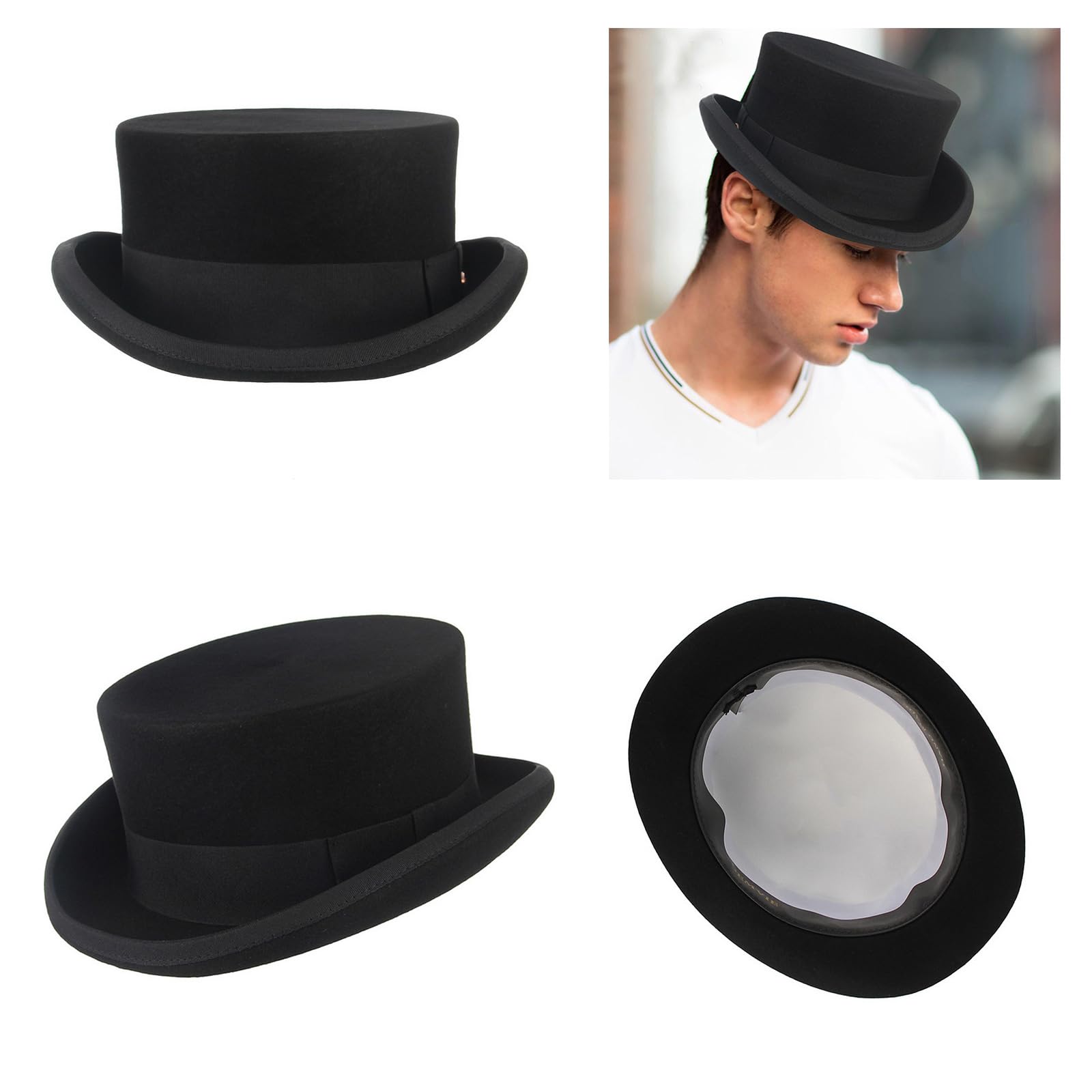 Cappello Fedora di lana per donna maschio palcoscenico gentiluomo a tema festa Cap Masquerade Balls Dress Up Panama cappello formale