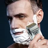 Retro Electric Razors for Men with Beard Trimmer, Rechargeable Mens Gold Foil Shavers, Strong Power (Sliver) (Sliver) - 9