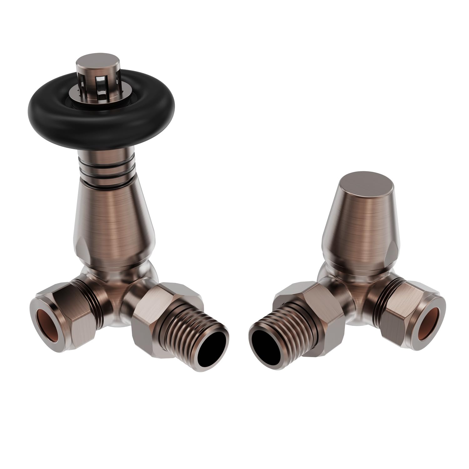 Warmehaus Antique Copper 15Mm Traditional Trv Thermostatic Corner Radiator Valve With Lockshield Valve