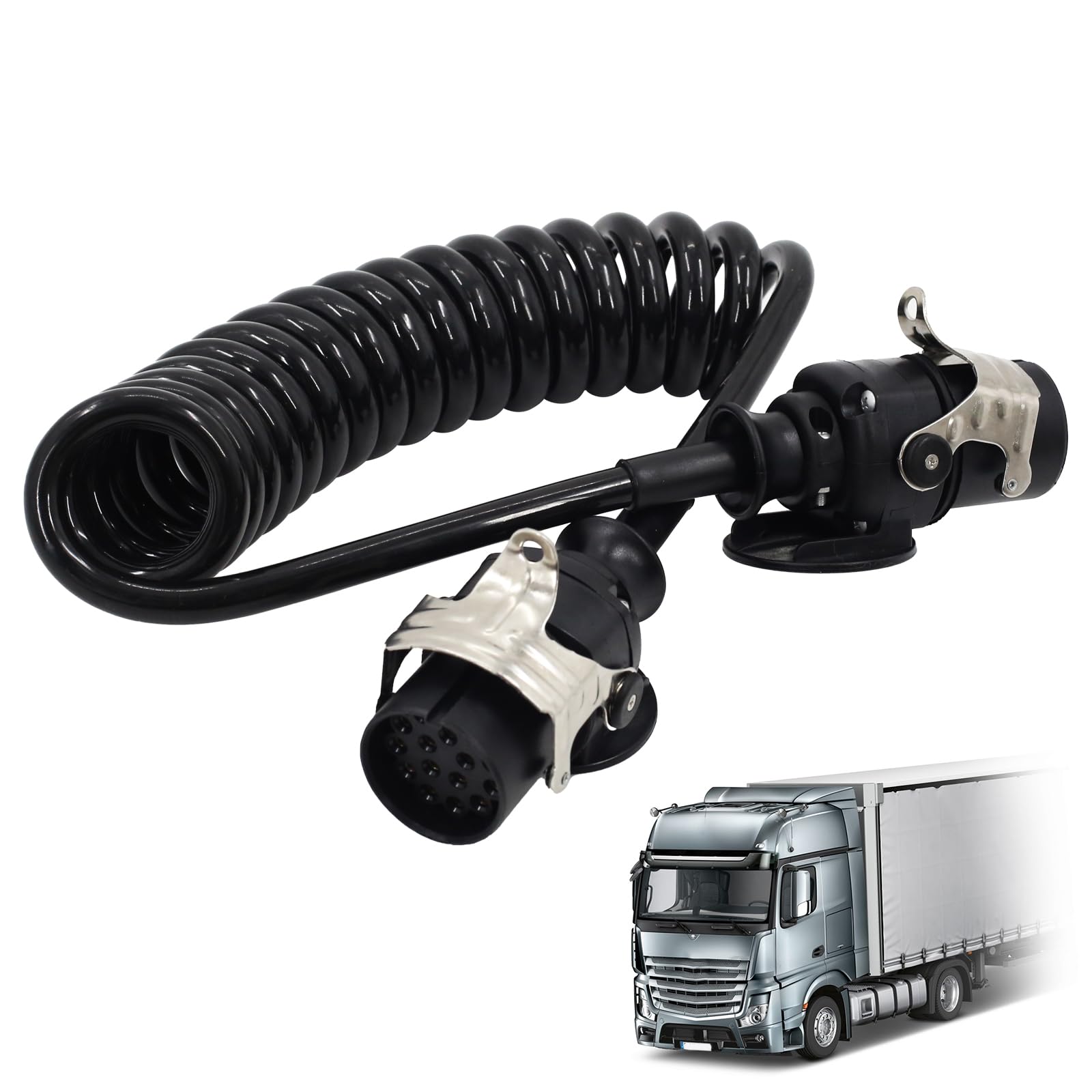 Carrete de cable de 15 pines de 24 V para remolques de camiones pesados, vehículos comerciales, semirremolques, cable adaptador específico de 15 pines