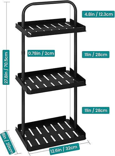 Miniatura 2 de Organizador de ducha de 3 niveles, estante de ducha de esquina con asa, soportes de almacenamiento para champú, cesta de metal para baño, bañera,