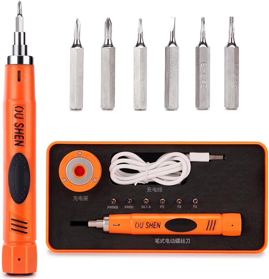 Electric Screwdriver Cordless Precision Screwdriver Adjustable Torque Screwdriver Set with USB Rechargeable 6 bits for Phone Camera Computer Tablet Laptop Repair