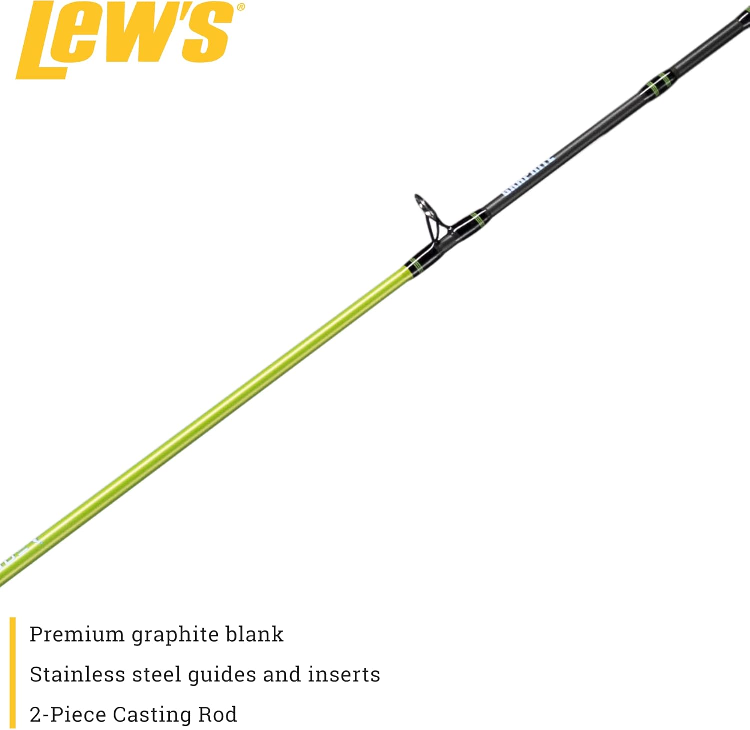 Lew's Crappie Thunder Casting Fishing Rod, 5-Foot 6-Inch 2-Piece Fishing Rod, Light Power, Fast Action, Premium 2-Piece Graphite Blank, EVA Full Length Handle, Crappie Thunder Green
