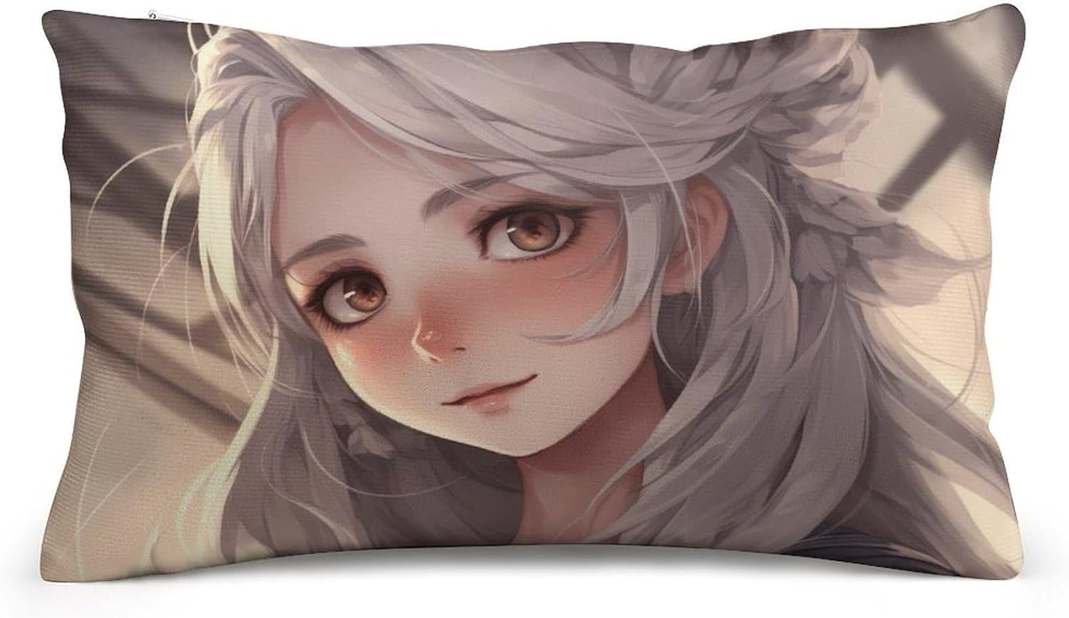 White Hair Anime Women Throw Pillow Covers Decorative Home Decor