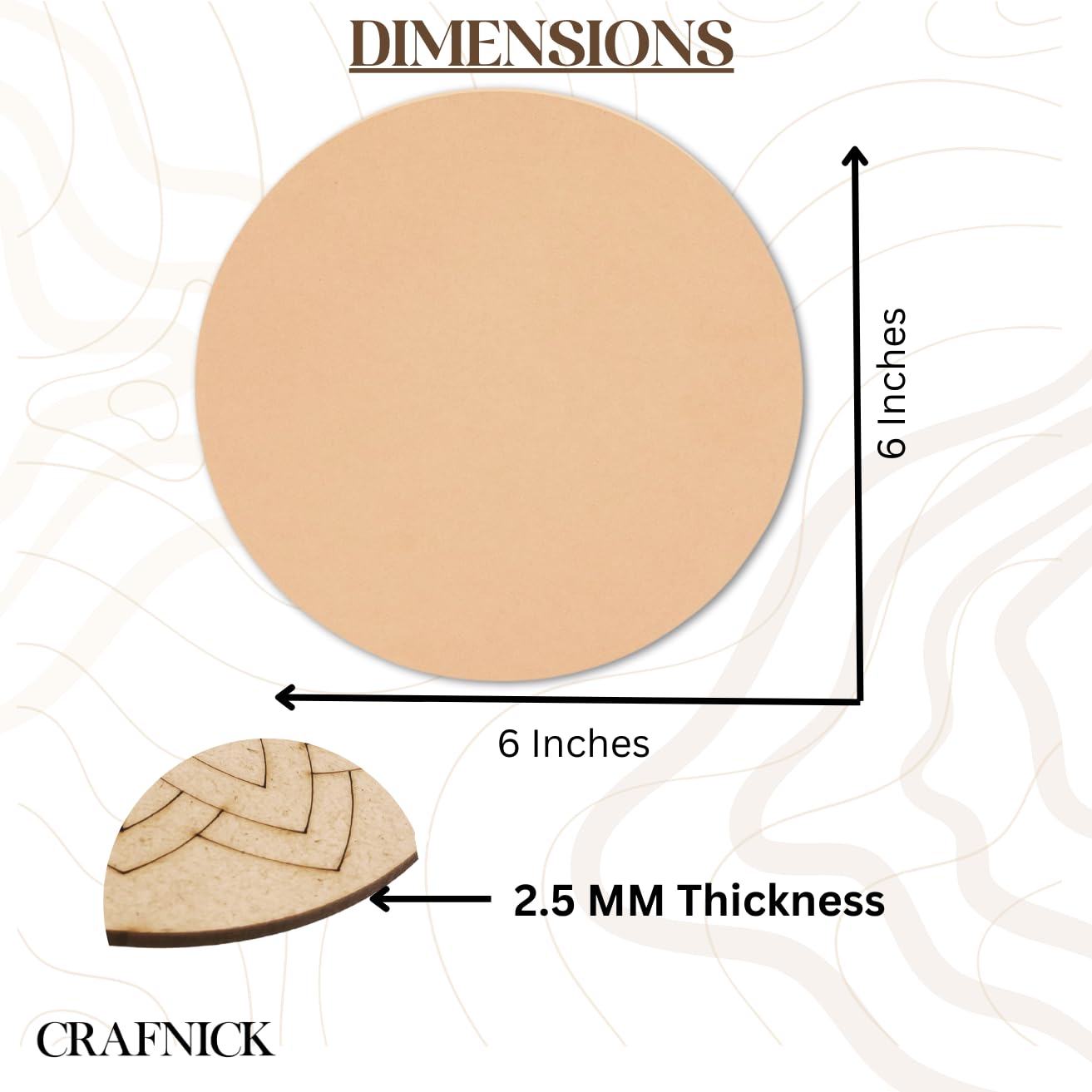 CRAFNICK® 6 Inch Round MDF Boards for Art and Craft - Set of 5 | 2.5mm Plain MDF Cutouts | DIY MDF Cutouts for Resin Art, Lippan, Mandala Painting | MDF Plaque Cutout | DIY Items (5)