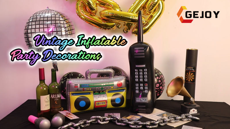 EUPSIIU 3 Pièces Boombox Gonflable Années 80-90 - Accessoire Fête Cosplay Et Photobooth Multicolore