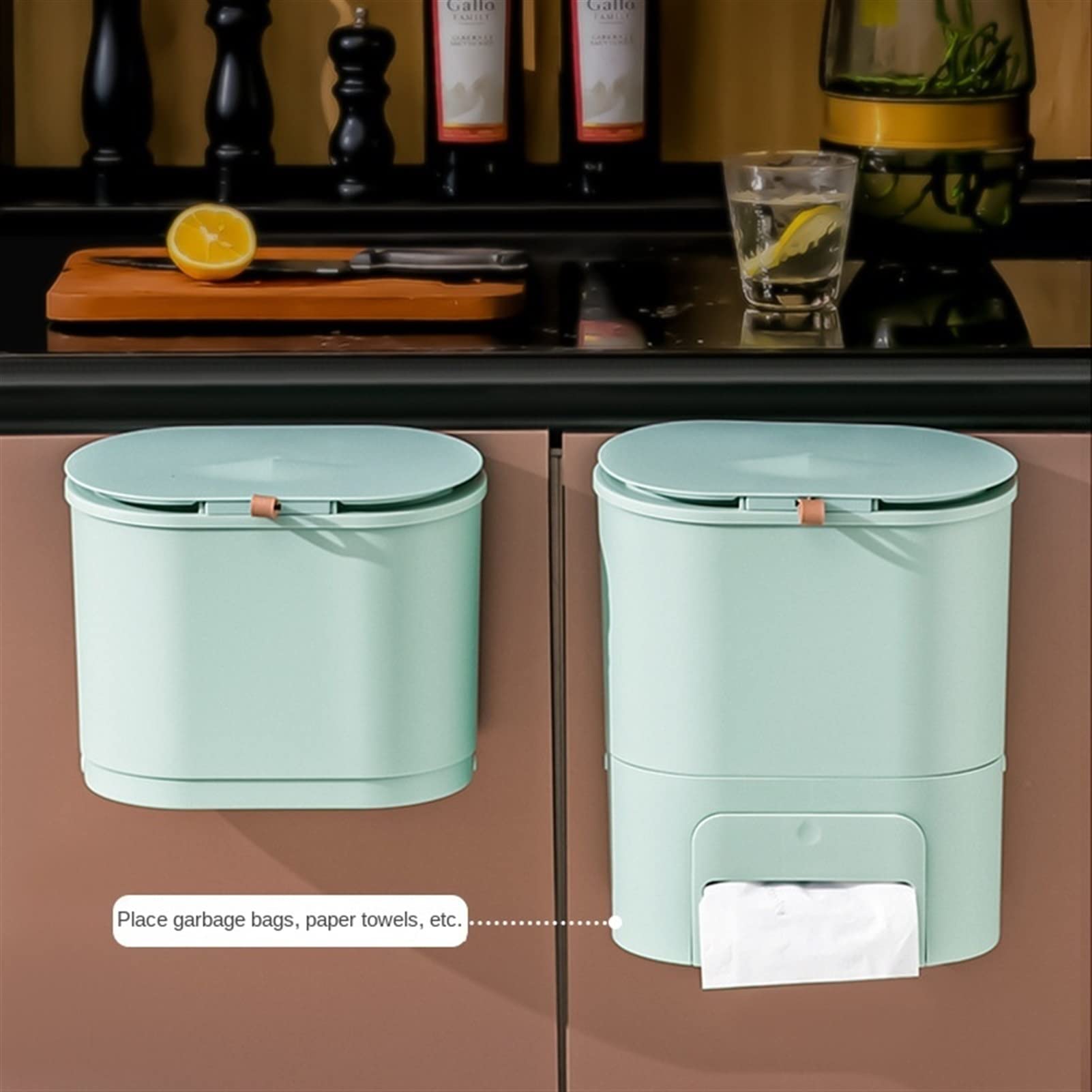 Cestino Carta Ufficio Cestino Montato a Parete lattina di rifiuti da Cucina for la casa con Copertura di Bagno di Alto Valore WC ASSEGGIO Pattumiera da Bagno (Size : S)
