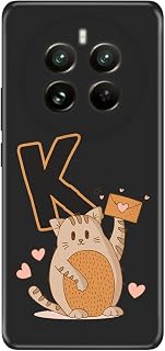 Senada Realme 12 Pro ile Uyumlu Kılıf Resimli Desenli Silikon Kedili K Harfi