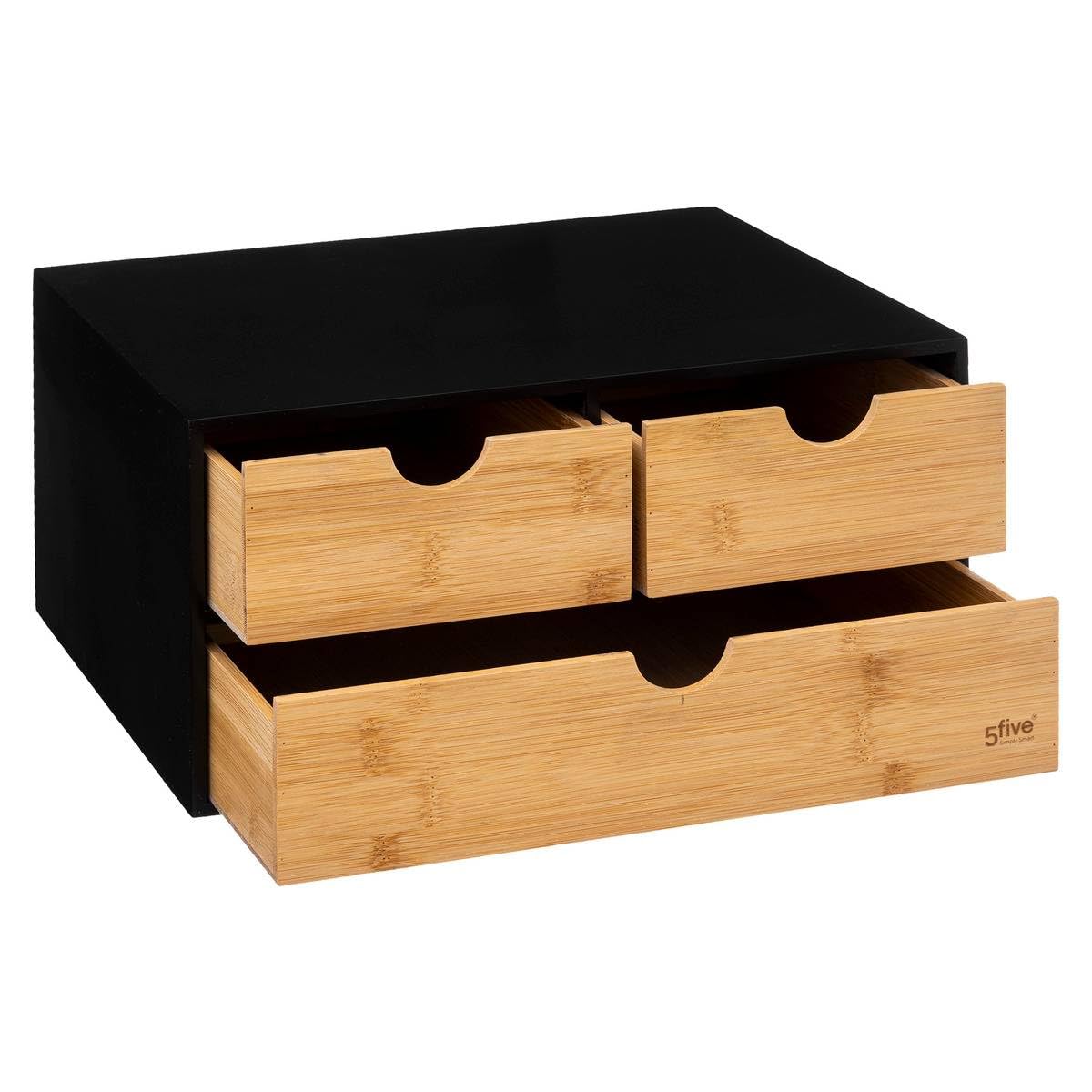 5 five simply smart Prostokątne przechowywanie 3 szuflady Bamboo Black Bava