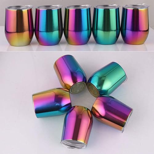 Miniatura 3 de Vaso de vino de acero inoxidable de 9 onzas con tapa, doble pared aislada al vacío, sin tallo, para vino, café, bebidas, champán, cócteles, regalo