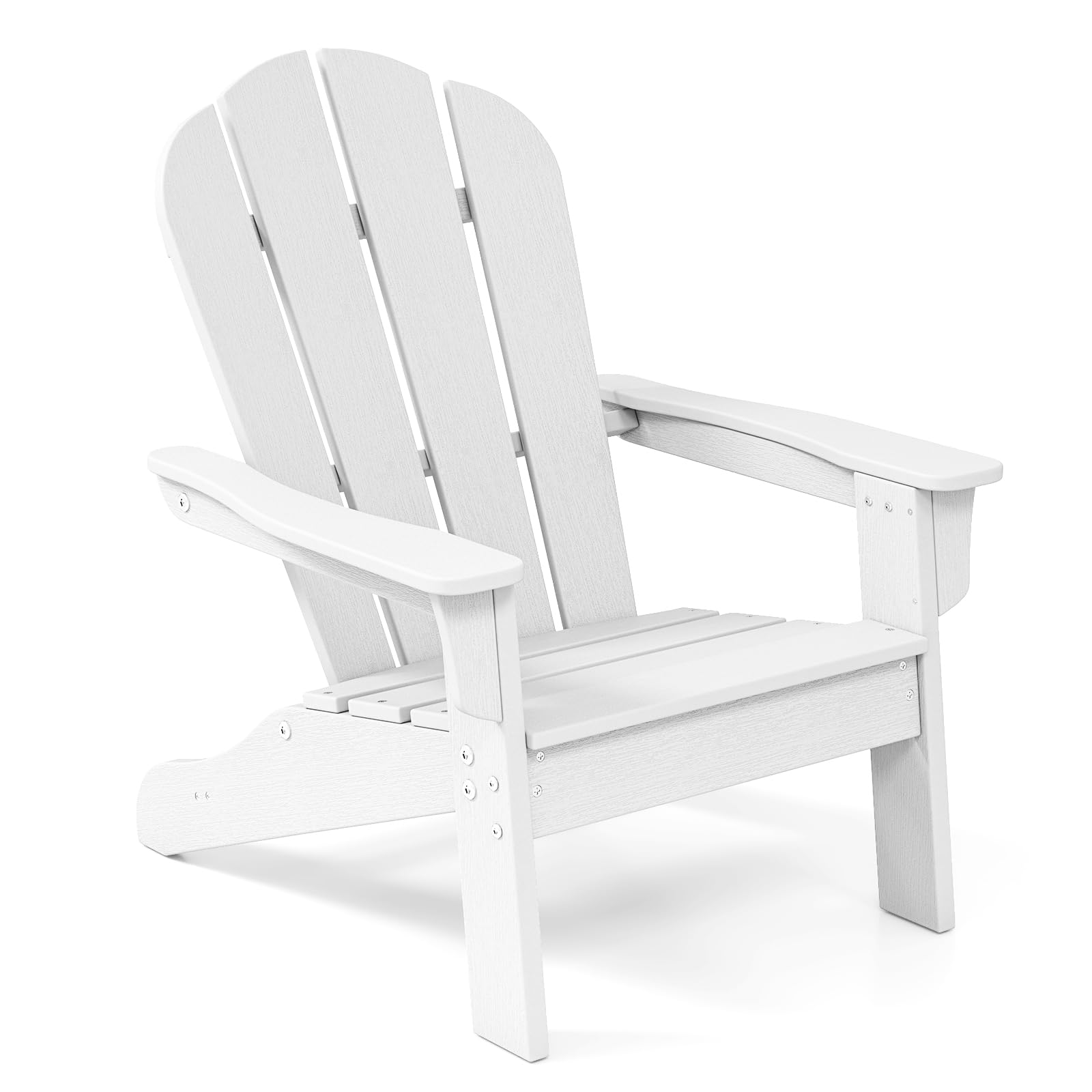 GOPLUS Adirondack Stuhl für Kinder, Adirondack Chair wetterfest aus HDPE mit ergonomischer Rückenlehne & Breiten Armlehnen, bis 75kg belastbar, Kinderstuhl Outdoor Garten Kinderzimmer (Weiß)