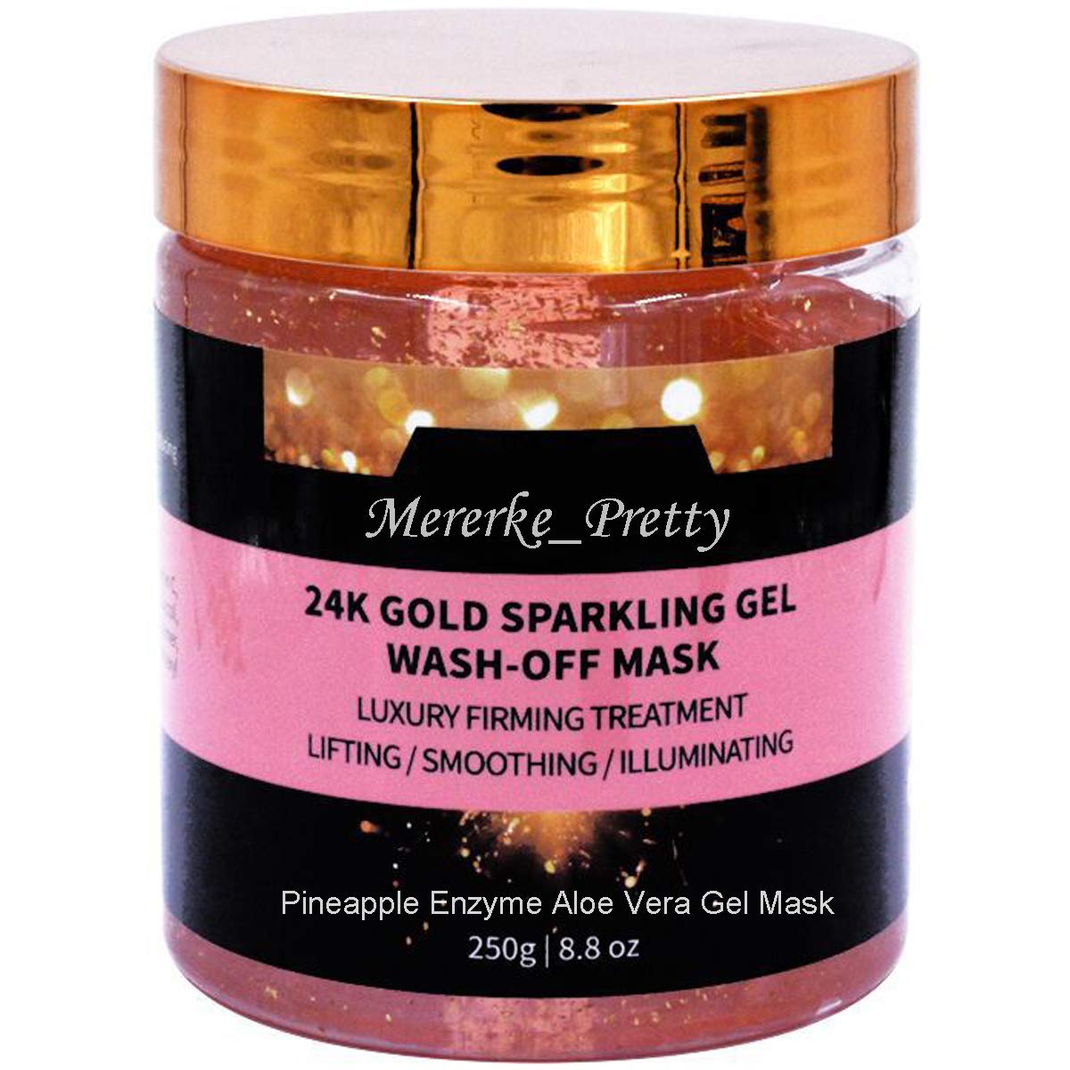Mererke_Pretty 24K Gold Sparkling Pineapple Enzyme Aloe Vera Gel Mask, 8.8 Fl.oz