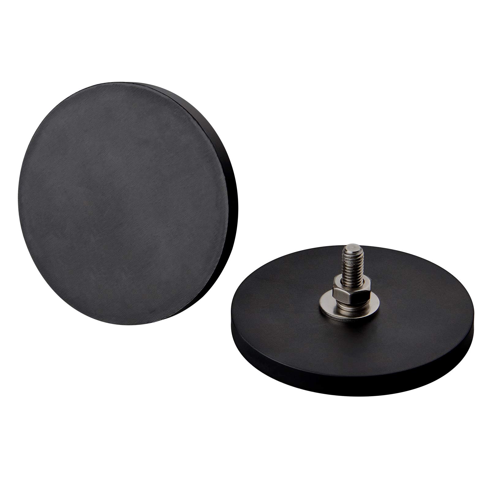 MUTUACTOR 2Pack 105lb Anti-Scratch Neodymium Rubber Coated Magnet for Off-Road Vehicle Lighting,Strong Magnetic Base with M8 Male Thread for Led Working/Signal Lights,Antenna