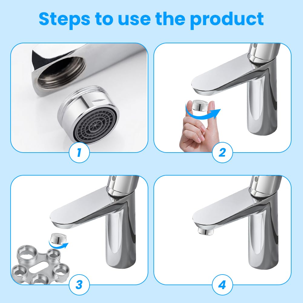 Ainiv Faucet Aerator Removal Wrench Tool, 10 in 1 Tap Aerator Wrench, M16-M28 External & Internal Threads, Chrome Finish - Image 4
