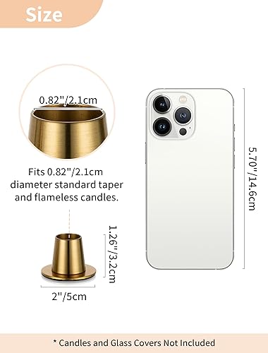 Miniatura 5 de NUPTIO Portavelas de palillo de vela juego de 4 portavelas dorados Portavelas de metal pequeño de latón para otoño, Acción de Gracias, Navidad,