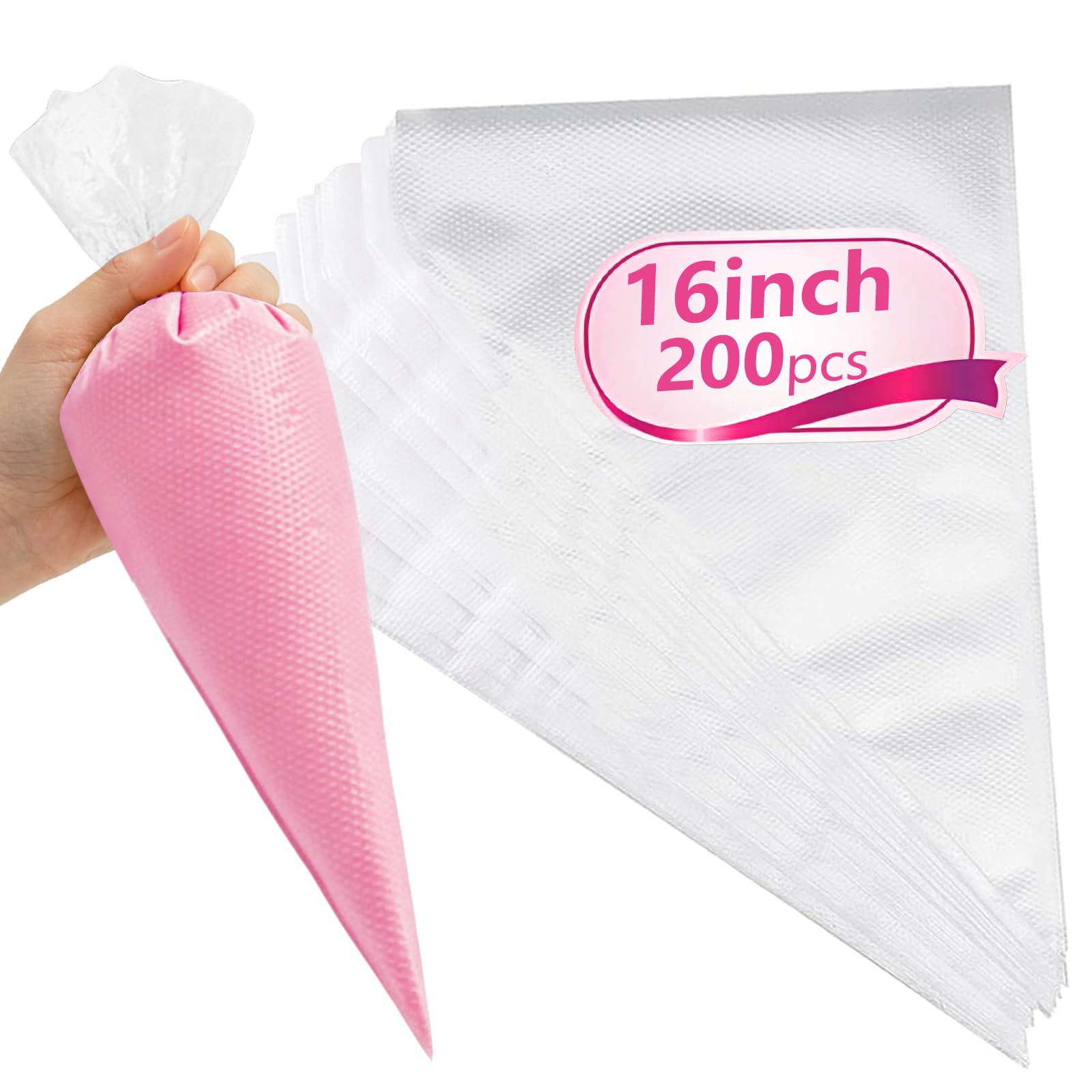 YINKIGI 200PCS 16 Inch Large Piping Bags Disposable, Non-Slip & Anti-Burst