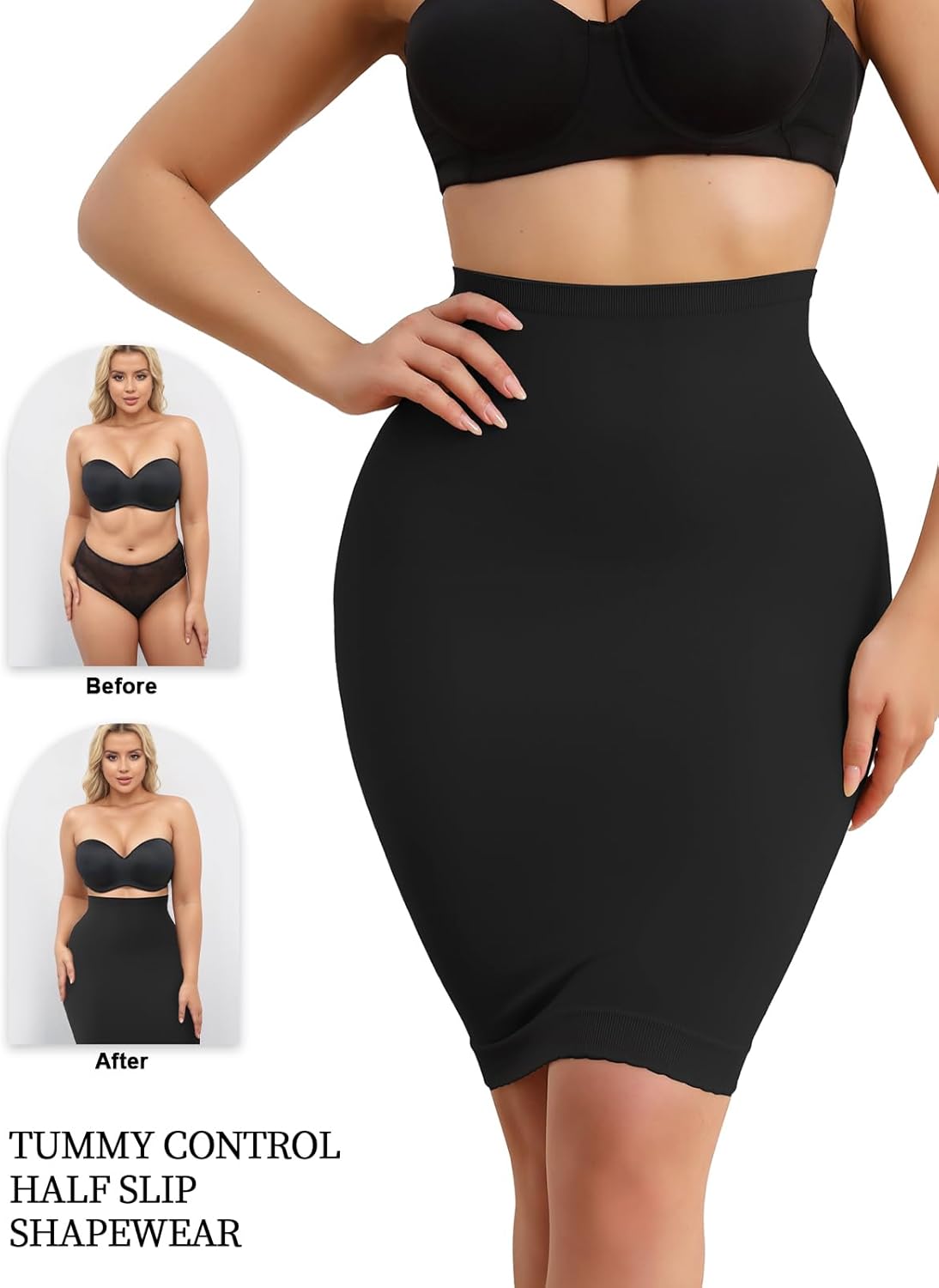 Shapewear Slips Seamless Tummy Control Half Slip Under Dress Tight Skirt Undergarments Body Shaper - Image 3
