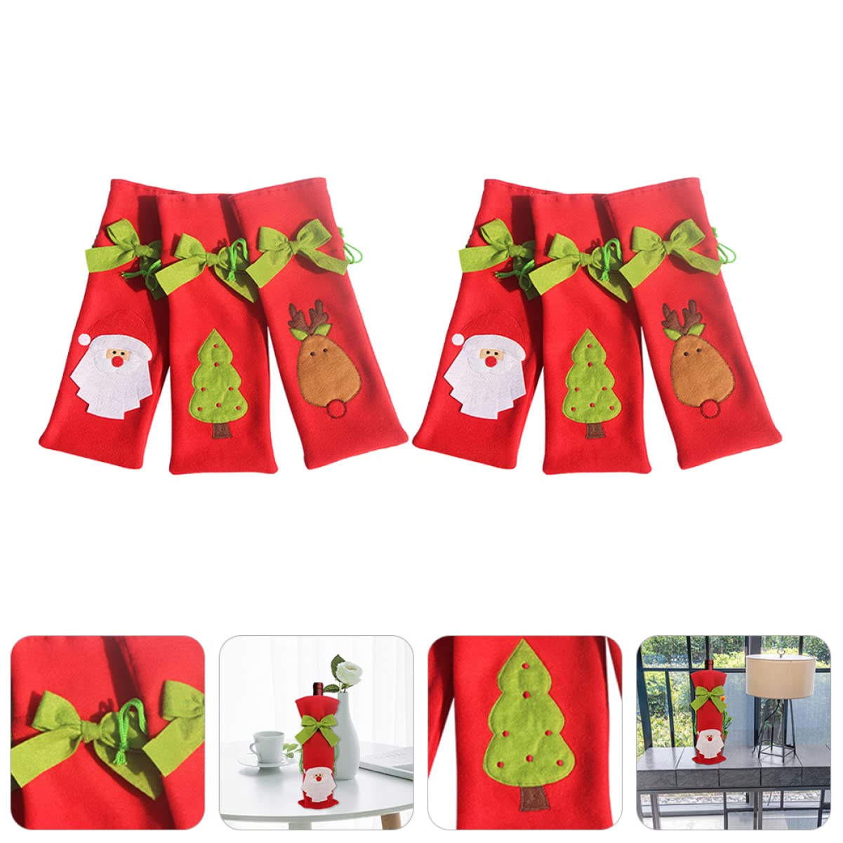 Tofficu 3 Ensembles De Bouteille De Vin De Noël Pochette De Bouteille De Vin De D'Emballage De Vin Housses De Bouteille De Vin De Noël Sacs À Bouteilles 6 pièces * 3
