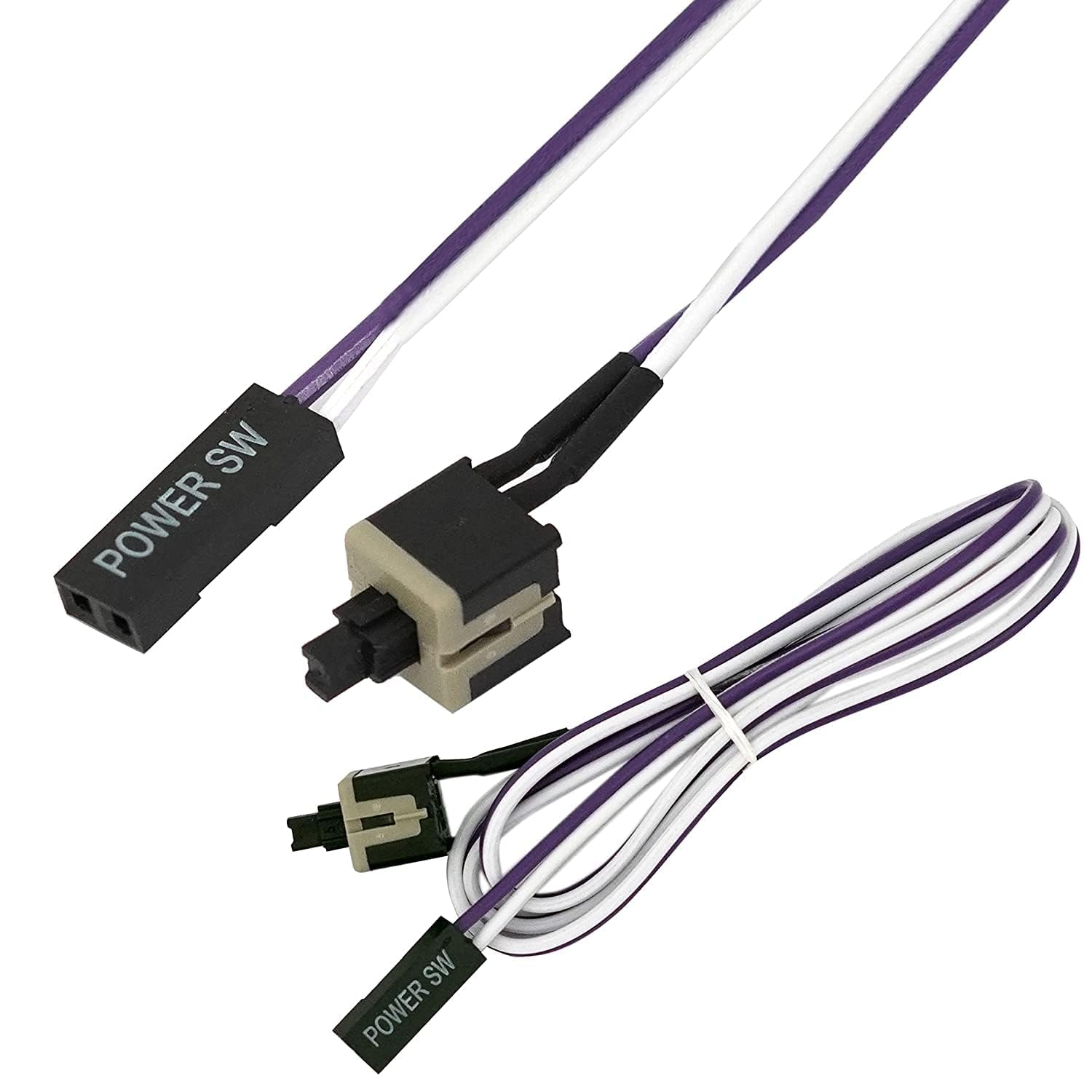 SaiTech IT 2 Pack 55CM ATX PC Computer Motherboard Power Cable 1 Switch on/Off/Reset Without LED Light,Green,Red