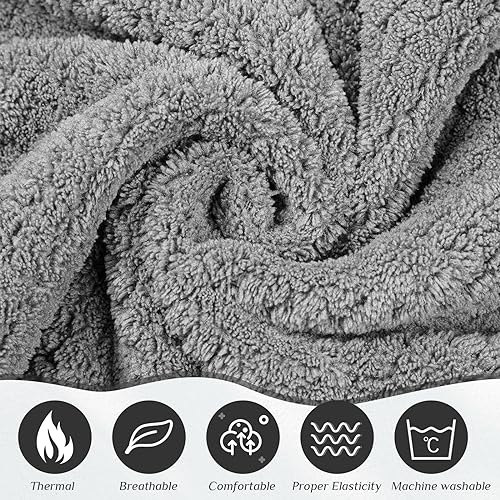 Tigeen 6 Pcs Bath Wraps for Women Waffle Spa Robe Adjustable Closure Elastic Top Lightweight Towel Dress (Gray)3