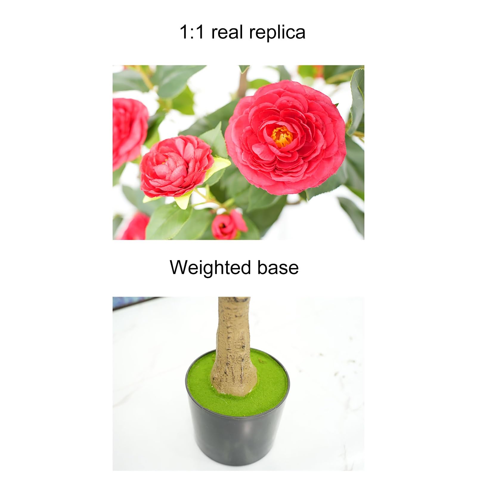 Albero Di Camelia Artificiale – Piante Finte Quasi Naturali For Interni, Facili Da Montare, For Decorazioni D'interni, Perfetti Alberi Di Natale Da Veranda(Yellow,90cm/35.4in)