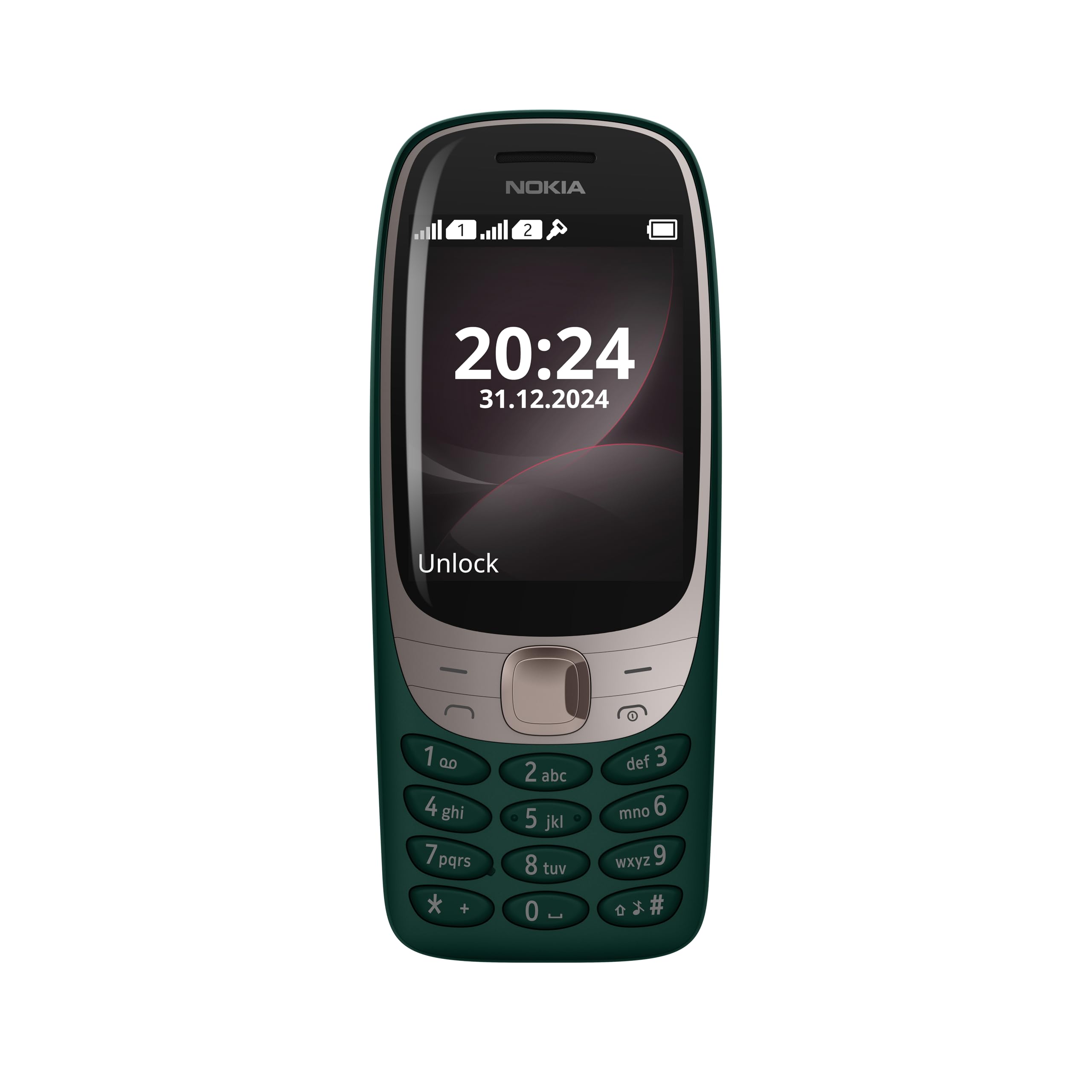 Nokia 6310 2024 Green, Telefono cellulare 2G, Dual Sim, Design Iconico, Display 2.8'', Fotocamera VGA, Batteria Lunga Durata, Memoria espandibile, Bluetooth 5.0, Radio FM Wireless